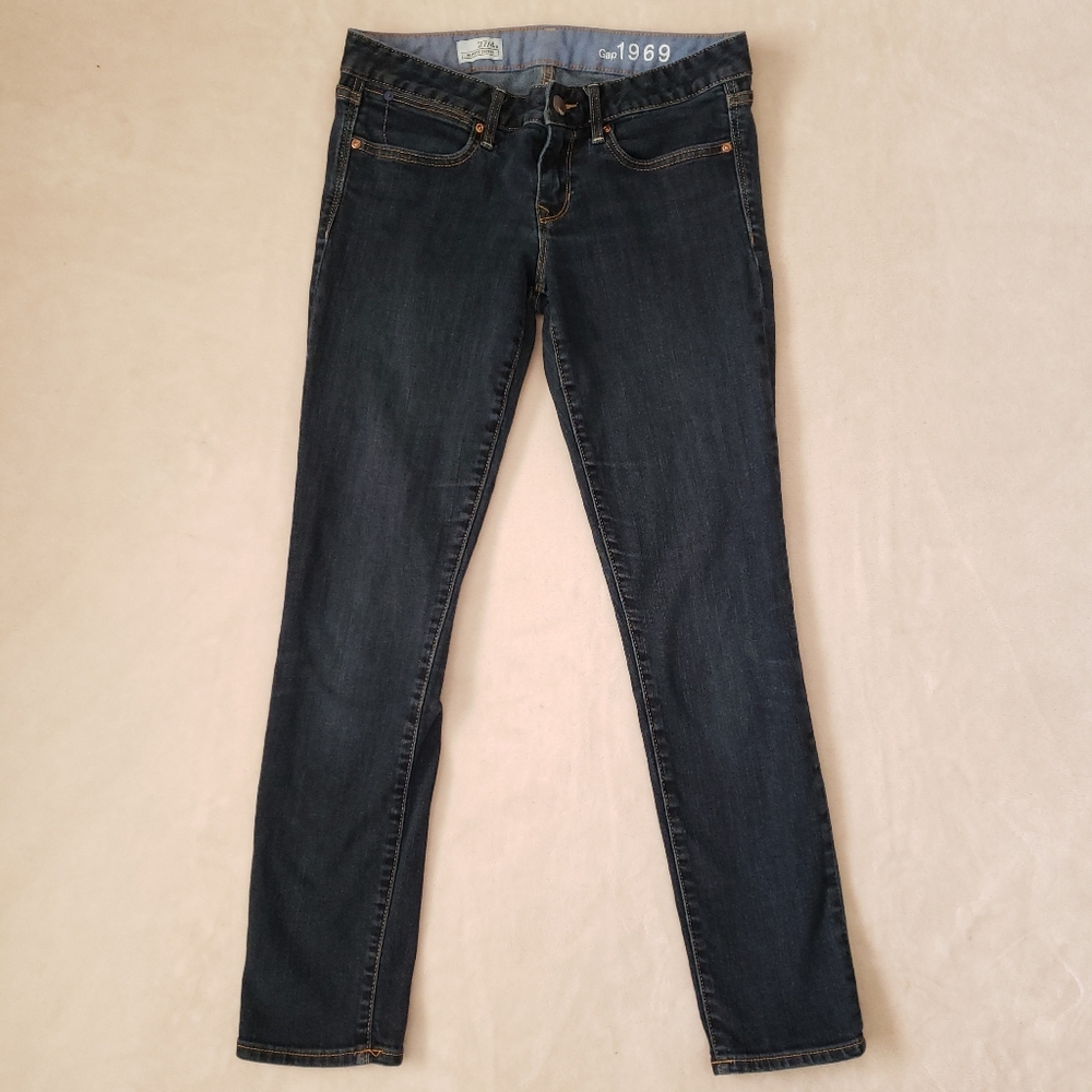 Gap Blue Dark Wash Always Skinny Low Rise Ankle Length Jeans